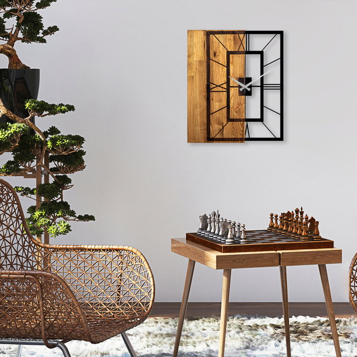 Wallity Wooden Clock 37 Nogal claro y negro